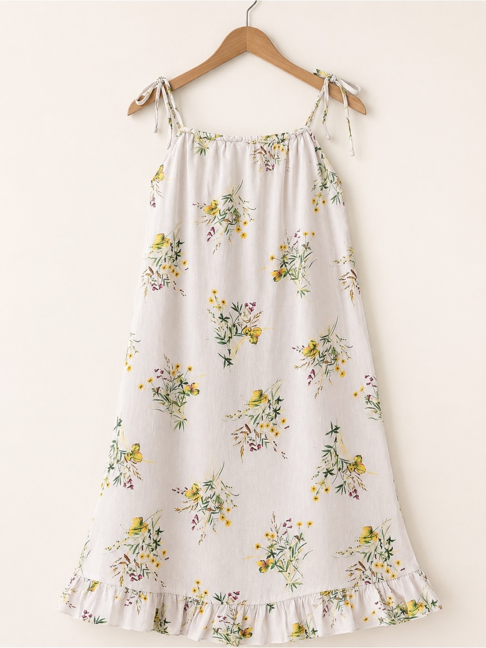 A Loves A Whimsical Wildflower Floral Tie Strap Lined Midi Dress M